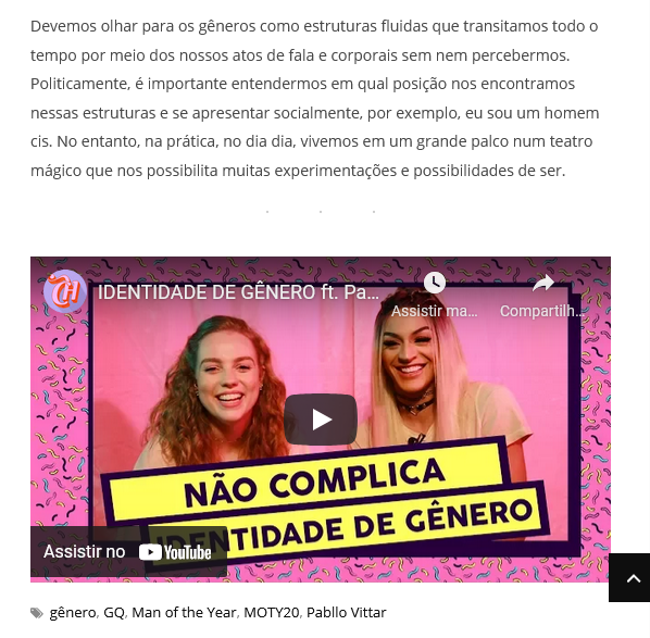 Pabllo Vittar ganha prêmio de Homem do ano pela revista GQ Brasil e levanta reflexões sobre gênero