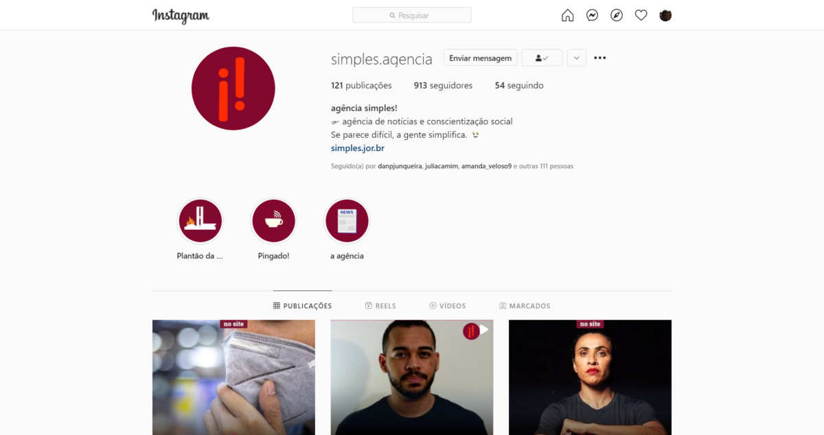 Instagram da Agência Simples
