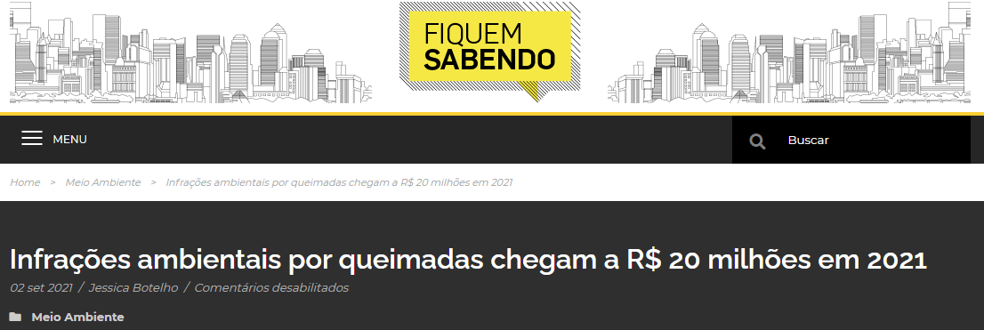 Análise Jornalismo de Dados: Infrações ambientais por queimadas chegam a R$ 20 milhões em 2021