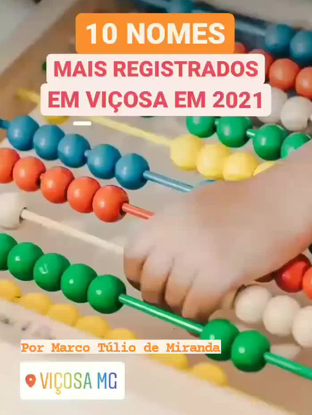 10 nomes mais registrados em Viçosa em 2021