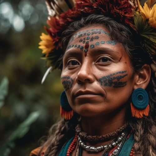 Smiling young women in traditional clothing outdoors generated by artificial intelligence